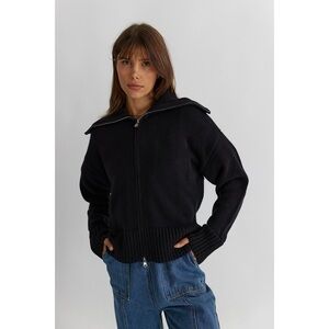 All:Row Women's Edie Black Ribbed Knit Sweater